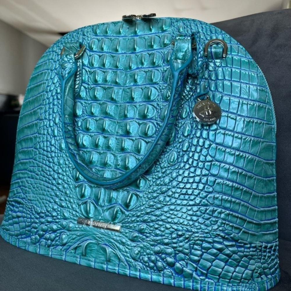 Brahmin Georgina Satchel Crossbody NWT | Seafoam Melbourne Croc Leather Bag